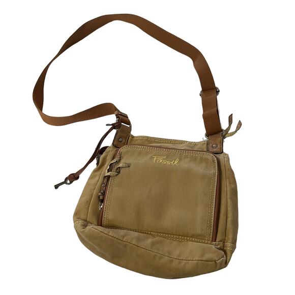 Fossil Vintage 90s Women's Tan Boho Outdoors Crossbody Purse Bag - Picture 3 of 9